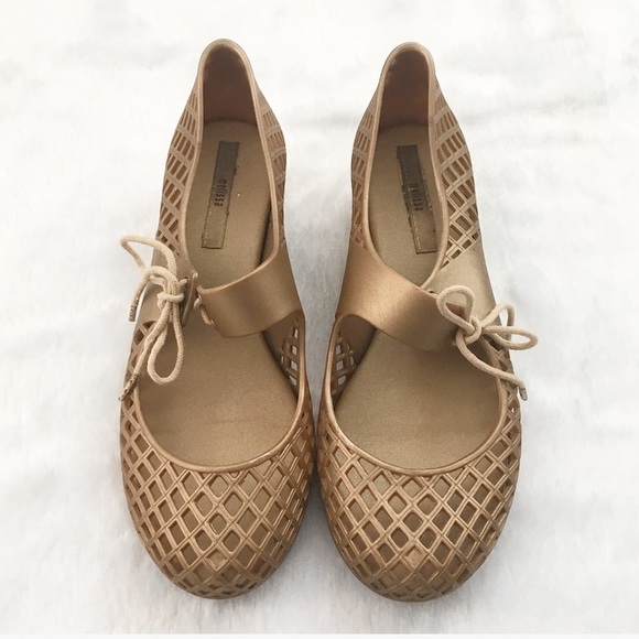 Melissa Shoes - Gold Melissa Waffle Weave Jelly Sandals Shoes